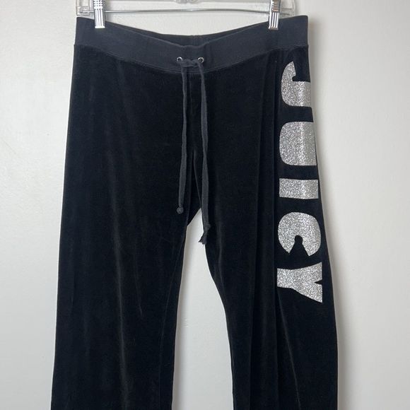 Juicy Couture Black Track Pants with Silver Logo - Picture 3 of 6